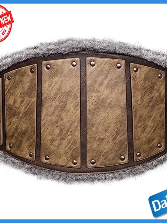 Adjustable Faux Leather Viking Waist Armor Belt with Faux Fur for LARP main image 5